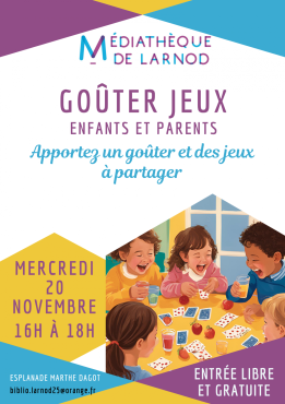 Temps "goûter-jeux de société"  à la médiathèque mercredi 20 novembre de 16h à 18h !