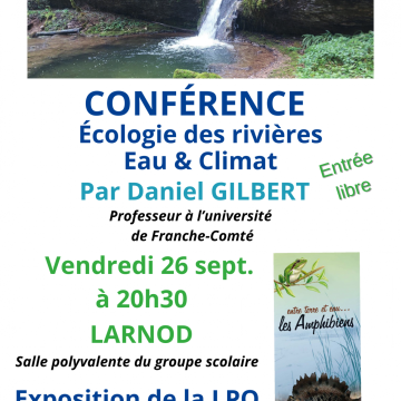 Conférence "Ecologie des rivières, Eau et Climat" par Daniel Gilbert, professeur à l'Université de Franche-Comté