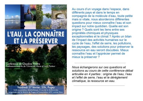 Conférence : L'eau la connaitre et la préserver